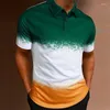 Męskie koszulki polo Vintage koszulki polo Gradient Kolorowy nadruk Kolorowe topy Moda letnia Odzież z krótkim rękawem Koszulki oversize