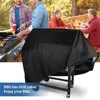 BBQ Tools Accessories BBQ Grill Cover Outdoor Waterproof Barbecue Cover Weber Dust Cover Heavy Duty Snow Rain Protective Round bbq Grill Black 230707