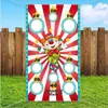 Banner Flags Carnival Game Decor Circus Clown Bean Bag Toss Game Banner Flag Carnival Circus Party Decorations Amazing Show Toss Hole Flag 230707