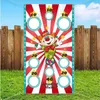 Banner Flaggor Carnival Game Dekor Circus Clown Bean Bag Toss Game Banner Flagga Carnival Circus Party Dekorationer Fantastisk Show Toss Hole Flagga 230707