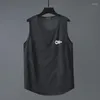 Men's Vests Summer Ice Silk Tank Top Hollow Mesh Large Breathable Sleeveless Shirt Sports Round Neck Underlay T-shirt