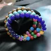 Strand gros Chakra Bracelet hommes lave noire guérison équilibre perles Reiki bouddha prière pierre naturelle pour les femmes