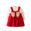 Fille robes printemps à manches longues arc coton mode Style coréen bébé robe Floral doux poche soie enfants Mini 2023