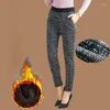 Women's Pants Winter Warm Thick Velvet Women High Waist Stretch Skinny Straight Trousers Casual Printed Fleece Leggings 4XL