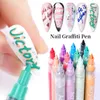 Nail Gel 1Pc Impermeable Nail Art Graffiti Pen Líneas abstractas Flor Sketch Dibujo Nail Painting Line Brush DIY Accesorios para uñas Herramientas 230706