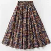 Skirts Autumn Winter 2023 Printed Length High Waist Swing Dance Dress Women's Large Half Faldas Fashion Clothes For Women