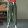 Футболка Rimocy, лето 2022, повседневные хлопковые льняные брюки, женские свободные шаровары с карманами в стиле ретро, женские однотонные брюки с эластичной резинкой на талии