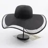 Wide Brim Hats Sun Hat Women Straw Eugen Yarn Black White Summer Beach French Female Dress Veil Mesh Visors Caps