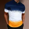 Męskie koszulki polo Vintage koszulki polo Gradient Kolorowy nadruk Kolorowe topy Moda letnia Odzież z krótkim rękawem Koszulki oversize