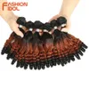 Perucas Sintéticas Afro Kinky Curly Hair Bundles 14 Polegada 7 peças/lote Superior Reto Inferior Curva Renda Sintética com Fechamento de Fibra 230227