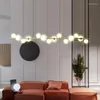 Lampadari Minimalista Nordic Long LED Lampadario Palla di vetro Soggiorno Sala da pranzo Cucina Camera Lampade a sospensione lucide decorative per uso domestico nero oro