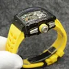 Orologio Master, cassa in acciaio inossidabile, carica meccanica automatica, fibbia ad arco, cinturino in caucciù, movimento posteriore trasparente Spessore 18,5 mm