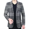 Men Blazers Suit Coats Male Business Casual Plaid Coat Brand Clothing257O