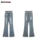 Calças Masculinas Cotvotee Jeans de Cintura Alta para Mulheres Moda Vintage Streetwear Slim Flare Mãe Comprimento Total Denim Y2k 230707
