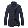 Kurtki męskie jesienno-zimowa Business Casual męska odzież wierzchnia wiatrówka płaszcze moda męska Slim Fit trencz odzież