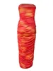 Basic Casual Dresse s Summer Strapless Tie Dye Print Cocktail Party Club Dress Sleeveless Bodycon Long 230707