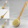 Natural Bristle Brush Long Handle Wooden Scrub Skin Massage Shower Body Bath Brush Round Head Bath Brushes Bathroom Accessories