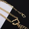 Collares llamativos de perlas barrocas Chapado en oro de 18 quilates Collar de diseñador clásico Colgantes de letras Cadena Moda para mujer Accesorios de joyería de boda