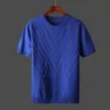 Men's T-Shirts Summer Men T-shirt Knitted Short Sleeves Top Sweater Men's Solid Color O-neck Pullover Thick Slim Knitted Tees D215 230706