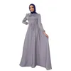 Этническая одежда Рамадан Ислам Сплошное цвет скромный мусульманская женщина абая женская туника Длинные платья Элегантное атласное платье макси