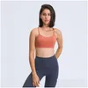 Yogaoutfit L-005 Y-formad rygg Hudvänlig tank med bröstdyna Fitness känns smörmjuk sport-bh Avtagbara kupor Väst Solid Dr Dh7Oc