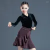 Stage Wear Professionele Meisje Lange Mouwen Latin Dans Jurk Kids Salsa Rumba Cha Tango Kind Moderne Kostuum Vestidos