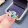 Cluster Rings Fine Jewelry 925 Sterling Silver Natural Blue Topaz Gemstone Bague pour femme Mini Marry Got Fiançailles Party Girl Gift Commémorer