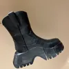 Britische Retro-Stiefel für Damen, Herbst-/Winterschuhe, Luxus-Designer-Motorrad-Schneestiefel mit dicker Sohle, Perlenkette, modischer Lederstiefel 35–41 mit Box