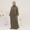 Ethnic Clothing Middle East Jilbab Dubai Turkey Hooded Robe Irregular High Waist Dress Abayas For Muslim Women Abaya With Integrated Veil