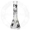 Bong de vidro Dab Rig de 10 polegadas Cachimbo de água Cachimbo de água Bongos que brilham no escuro Fábrica de tabaco Atacado Reciclador de óleo DAB com decalques luminosos Padrões alienígenas