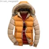 Parkas en duvet pour hommes Parkas en gros - Aolamegs Veste d'hiver Hommes Mode Contraste Couleur Fourrure À Capuche Manteau D'hiver Coton-rembourré Survêtement Manteau Homme Hiver M-4XL Z230710