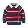 Kids Shirts 2021 Autumn Winter Boys Sweater Knitted Striped Toddler Long Sleeve Plover Children Fashion Sweaters Clothes Drop Delive Dhxyo