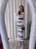 New S-elf Portrait Polka Dot Sexy Square Neck Angel Sleeves Slim Fit Dress Dress 100 Pleated Long Skirt