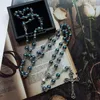 Pendant Necklaces Religious Holy Grail Chalice Medal Prayer Rosary Necklace Vintage Blue Crystal Beads Crucifix Cross Chaplet Communion