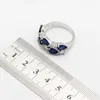 Chokers Ensembles de bijoux en zircone bleu foncé pour femmes Boucles de cerceau Bracelet Rings Collier Cadeau d'anniversaire Pendant