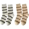 Women Socks 2 Pair Middle Tube Female Soft Comfortable Street Cute Cotton Fashion Korean Style Stripe Dot Bubble Breathabl