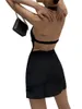 Sıradan elbiseler moda kadın bodycon mini elbise seksi helterneck kolsuz bel içi boş yaz yüksek düz renk