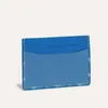 Bolsa de grife porta-cartões feminino mini bolsa de couro azul amarelo porta-carteiras de luxo porta-moedas pintadas à mão chave bolso interior com caixa 89ld#