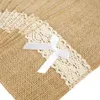 Autres fournitures de fête d'événement 20pcs porte-couverts en toile de jute naturelle emballage fourchette et couteau pochette à couverts pour fête de mariage anniversaire fournitures de vaisselle 230706