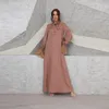 Vestuário étnico Oriente Médio Primavera Outono Longo Cor Café Manguito Mesh Frisado Vestido Muçulmano Moda Vestidos Elegantes Para Mujer