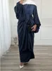 Vêtements ethniques Robe Abaya 2 pièces pour femmes Robes longues islamiques avec jupe portefeuille Dubaï Modestie turque Tenue assortie Ensemble musulman Ramadan Eid 230707