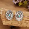 Boucles d'Oreilles Pendantes 2023 Est Bohemian Vintage Western Concho Turquoise Stud