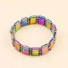 Strand Blended Rectangular Round Beads Natural Hematite Stone Color Mix Bracelet Fashion Jewelry Ornaments For Party Wear