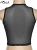 Tanques de mujer Camis FQLWL Verano Sexy y2k Bodycon Patchwork Camiseta sin mangas negra Mujeres O Cuello Corset Crop Top Mujer Balck Mesh Tank Tops Mujeres 230706