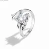 Med sidogenar med sidogenor SR6 Silver Sparkling Square Cubic Zirconia Finger Ring for Women Wedding Statement Fine Jewelry Z230711