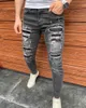 Men's Jeans Streetwear Autumn Mens Denim Korean Style Youth Ripped Skinny Cowboy Trousers Male Slim Patchwork Casual Pencil Jean Pants