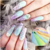 Naklejki naklejki 10 sztuk/paczka folia do paznokci syrenka rybia łuska zestaw holograficzny różowy zielony klej artystyczny złocenie suwaki Manicure Decor Ch9 Dhd41