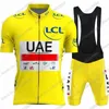 Wielertrui Sets VAE Team jersey Frankrijk TDF Set Tadej Geel Groen Wit Rood POLKA DOT Kleding Racefiets Shirt Pak 230706