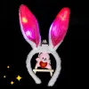 Ljusblinkande LED Plysch Fluffig Bunny Kaninöron Pannband Svans Slips Kostymtillbehör Cosplay Kvinna Flicka Halloween Festleksak