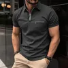 Men's Polos Summer Men's Clothing Casual Fashion Trend Short-Sleeved POLO Shirt Business Casual Office Men's Pocket Zipper Top T-Shirt 230706